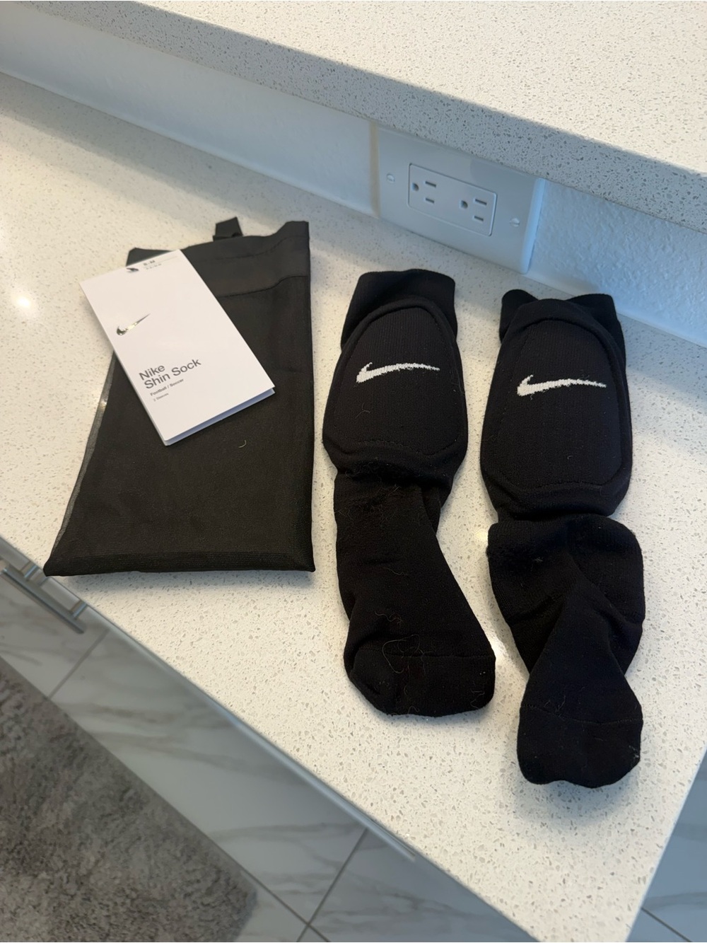 Nike Black Soccer Shin Socks with built in Shin Gaurds